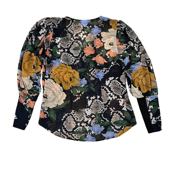 CAbi Women's Multi Color Snake Charmer Reptile/Floral Print Blouse #3762 -S - Picture 2 of 10